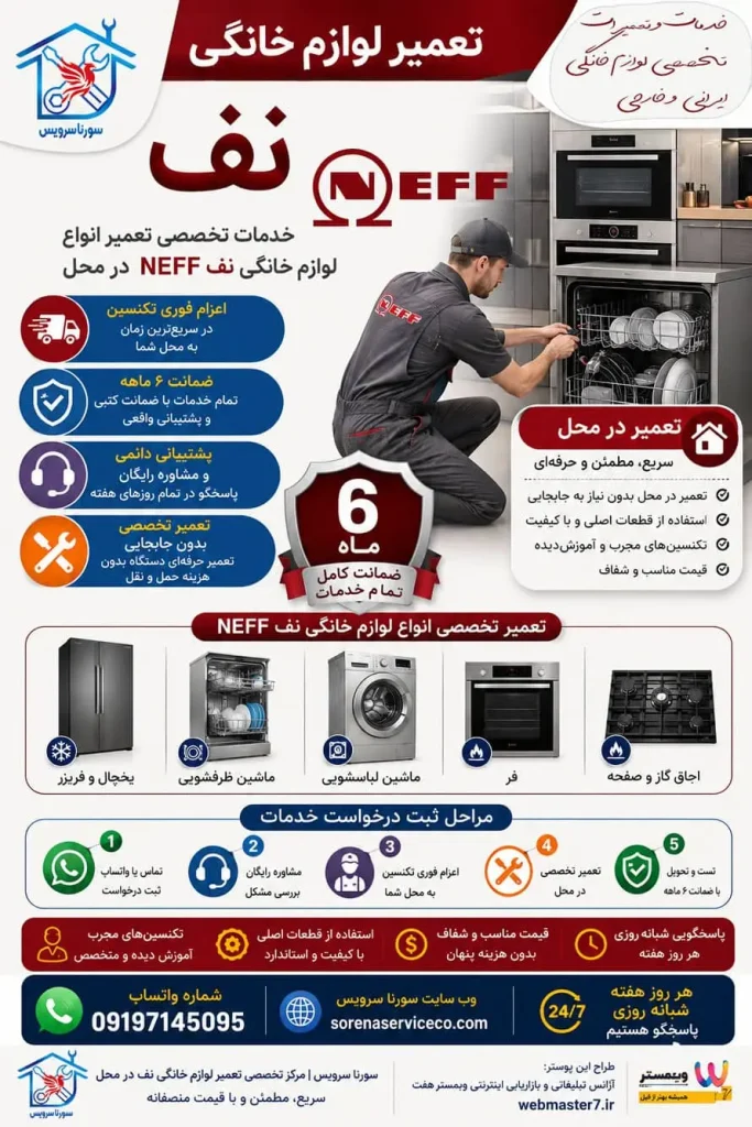 تعمیر لوازم خانگی نف NEFF| خدمات تخصصی تعمیر انواع لوازم خانگی نف NEFF در محل سورنا سرویس بزرگترین مرکز خدمات و تعمیرات لوازم خانگی خدمات و تعمیرات تخصصی لوازم خانگی در محل تعمیرات یخچال تعمیرات یخچال فریزر تعمیرات ساید بای ساید تعمیرات ماشین لباسشویی تعمیرات مایکروفر تعمیرات برندهای برودتی: یخچال فریزر ساید تعمیرات و سرویس تعمیرات و سرویس تخصصی لوازم خانگی مرکز تخصصی تعمیرات لوازم خانگی تعمیر لوازم خانگی در منزل تعمیرات لوازم خانگی غرب تهران آموزش رایگان تعمیرات لوازم خانگی تعمیرات لوازم خانگی در تهران سایت تعمیرات لوازم خانگی نمایندگی تعمیرات لوازم خانگی تعمیرات لوازم خانگی شرق تهران تعمیرات لوازم خانگی کل مناطق تهران | خدمات تخصصی تعمیر انواع لوازم خانگی در محل تعمیرات لوازم خانگی مرکز تهران | خدمات تخصصی تعمیر انواع لوازم خانگی در محل تعمیرات لوازم خانگی شمال تهران | خدمات تخصصی تعمیر انواع لوازم خانگی در محل سامسونگ، ال‌جی، جی پلاس، سام، دوو، اسنوا، جنرال الکتریک، هیمالیا، امرسان، پاکشوما، الکترواستیل، یخساران، ایستکول، کِلِوِر، دیپوینت، بکو، بلومبرگ، ادمیرال کلمات کلیدی هدف: تعمیرات لوازم خانگی، سرویس لوازم خانگی، تعمیر یخچال، تعمیر لباسشویی، تعمیر ظرفشویی، تعمیر ساید بای ساید، تعمیر مایکروویو، تعمیر اجاق گاز، تعمیر در محل، تعمیرکار لوازم خانگی، سرویس تخصصی لوازم خانگی، تعمیرات تخصصی لوازم خانگی. تعمیرات یخچال، تعمیرات یخچال فریزر، تعمیرات ساید بای ساید، تعمیرات ماشین لباسشویی، تعمیرات مایکروفر، تعمیرات برندهای برودتی: یخچال فریزر ساید، تعمیرات و سرویس تخصصی لوازم خانگی، تعمیر لوازم خانگی در منزل، تعمیرات لوازم خانگی غرب تهران، تعمیرات لوازم خانگی شرق تهران، تعمیرات لوازم خانگی مرکز تهران | خدمات تخصصی تعمیر انواع لوازم خانگی در محل خدمات و تعمیرات تخصصی لباسشویی ایرانی و خارجی | تعمیر انواع برندهای معتبر در محل