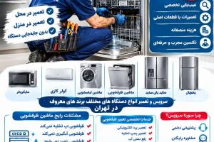 تعمیر ماشین ظرفشویی در تهران سرویس و تعمیر انواع دستگاه های مختلف برند های معروف در تهران شامل یخچال، ساید بای ساید، ماشین لباسشوئی ، ماشین ظرفشوئی، کولر گازی، ماکروفر تعمیرات لوازم خانگی، در محل، کلیه مناطق تهران تعمیر ماشین ظرفشویی در تهران تعمیر ظرفشویی در محل تعمیر ظرفشویی در منزل تعمیرکار ظرفشویی در تهران سرویس ماشین ظرفشویی هزینه تعمیر ظرفشویی تعمیر برد ظرفشویی تعمیر پمپ ظرفشویی ظرفشویی آب تخلیه نمی‌کند ظرفشویی آبگیری نمی‌کند ظرفشویی تمیز نمی‌شوید ظرفشویی خشک نمی‌کند ارور ماشین ظرفشویی
